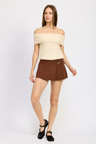 Women's SkirtsChocolate Pleated Mini Skort for Women - VacationGrabs