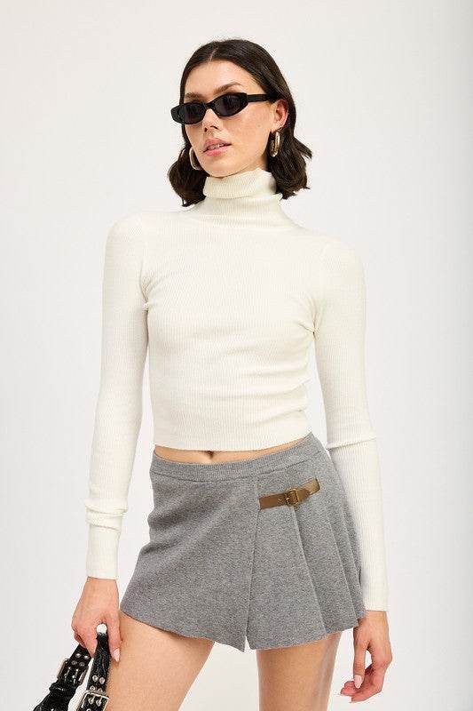 Chocolate Pleated Mini Skort for Women - VacationGrabs