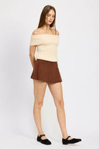 Chocolate Pleated Mini Skort for Women - VacationGrabs