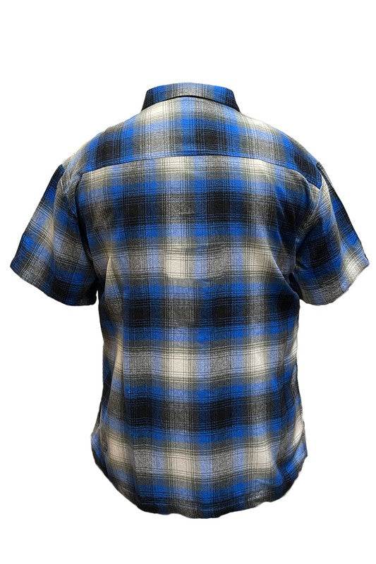 Mens Plaid Short Sleeve Flannel - VacationGrabs