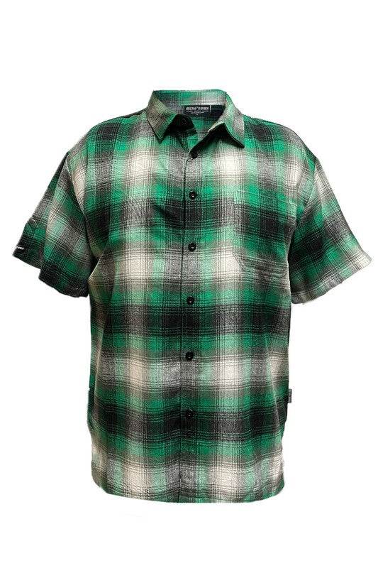 Mens Plaid Short Sleeve Flannel - VacationGrabs