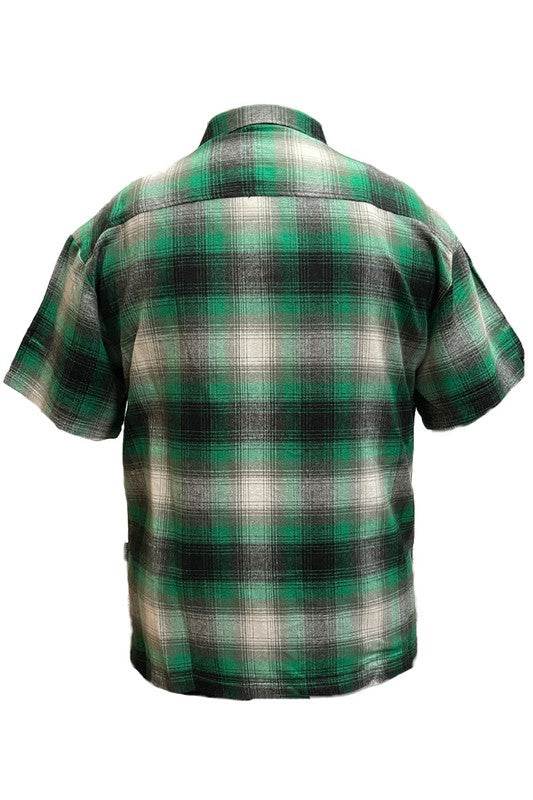Mens Plaid Short Sleeve Flannel - VacationGrabs