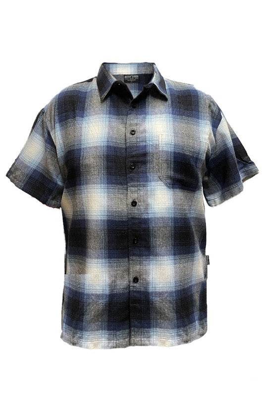 Mens Plaid Short Sleeve Flannel - VacationGrabs
