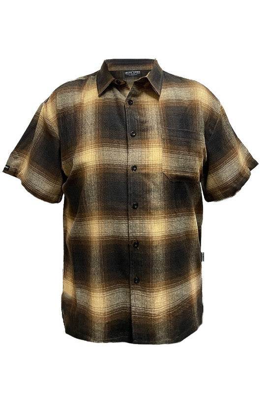 Mens Plaid Short Sleeve Flannel - VacationGrabs