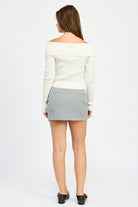 Women's SkirtsMini Skirt with Diagonal Button Detail - VacationGrabs