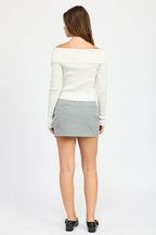 Mini Skirt with Diagonal Button Detail - VacationGrabs