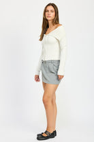 Women's SkirtsMini Skirt with Diagonal Button Detail - VacationGrabs