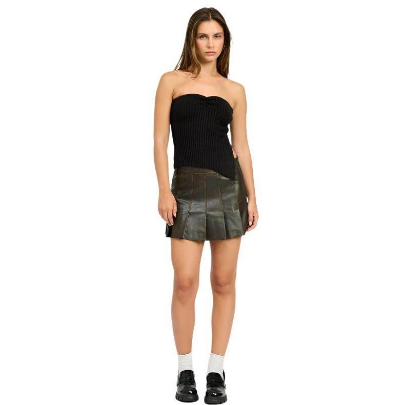 Women's Faux Leather Pleated Mini Skirt - VacationGrabs