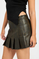 Women's SkirtsWomen's Faux Leather Pleated Mini Skirt - VacationGrabs