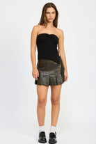 Women's SkirtsWomen's Faux Leather Pleated Mini Skirt - VacationGrabs