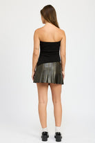 Women's SkirtsWomen's Faux Leather Pleated Mini Skirt - VacationGrabs