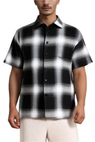 Mens Plaid Short Sleeve Flannel - VacationGrabs