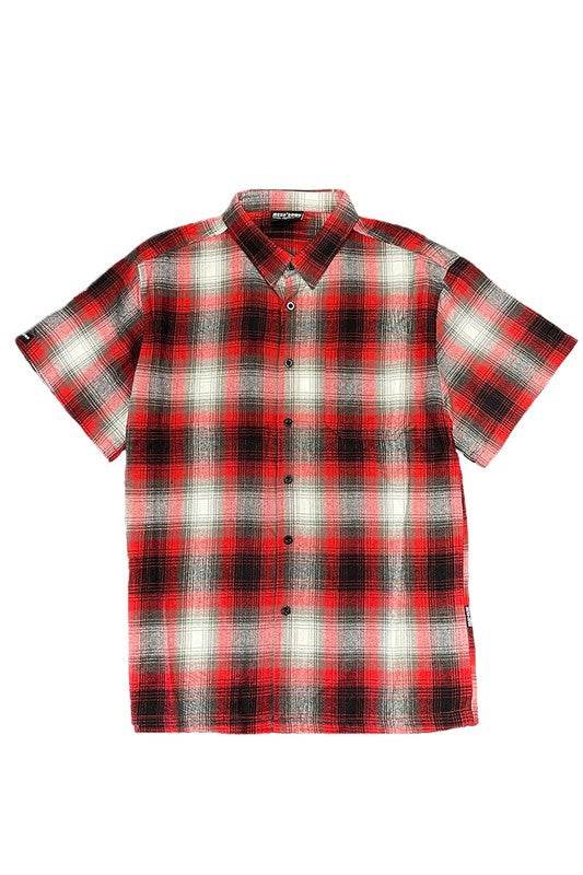 Mens Plaid Short Sleeve Flannel - VacationGrabs