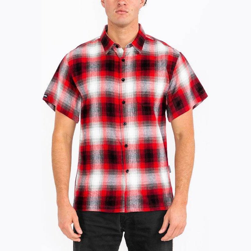 Mens Plaid Short Sleeve Flannel - VacationGrabs
