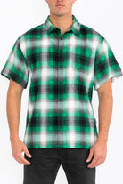 Mens Plaid Short Sleeve Flannel - VacationGrabs