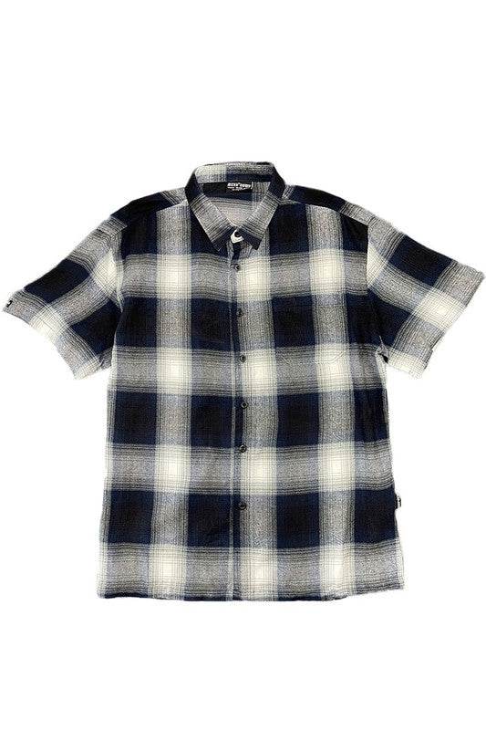 Mens Plaid Short Sleeve Flannel - VacationGrabs