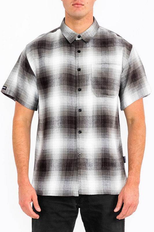 Mens Plaid Short Sleeve Flannel - VacationGrabs