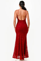 Open Back Lace Mermaid Dress Maxi - VacationGrabs