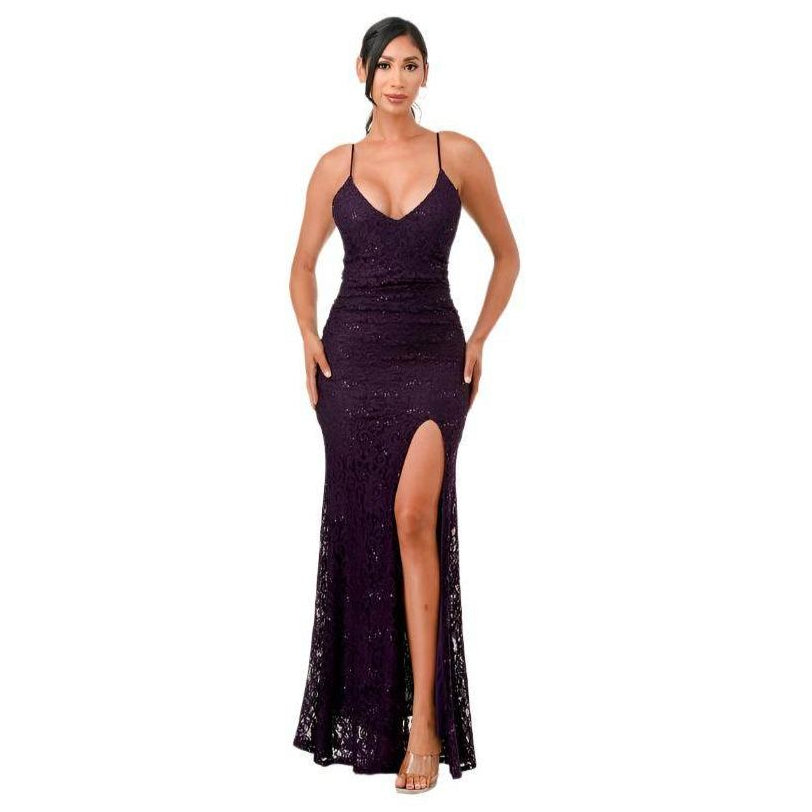 Open Back Lace Mermaid Dress Maxi - VacationGrabs