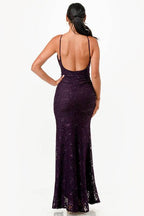 Open Back Lace Mermaid Dress Maxi - VacationGrabs