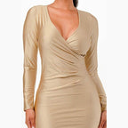 Long Sleeve Shiny Maxi Dress - VacationGrabs