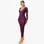 Long Sleeve Shiny Maxi Dress - VacationGrabs