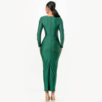 Long Sleeve Shiny Maxi Dress - VacationGrabs