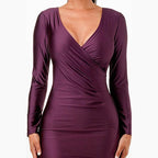 Long Sleeve Shiny Maxi Dress - VacationGrabs