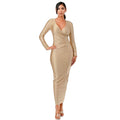 Long Sleeve Shiny Maxi Dress - VacationGrabs