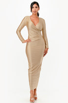 Women's DressesLong Sleeve Shiny Maxi Dress - VacationGrabs