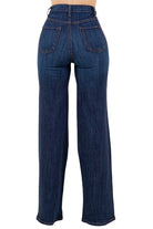 Women's JeansStriped Wide Leg Pant in Dark Denim - VacationGrabs