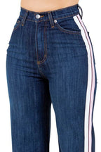 Striped Wide Leg Pant in Dark Denim - VacationGrabs