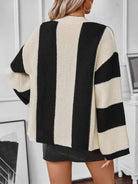 Women's Sweaters - CardigansColor Block Striped Knit Cardigan - VacationGrabs