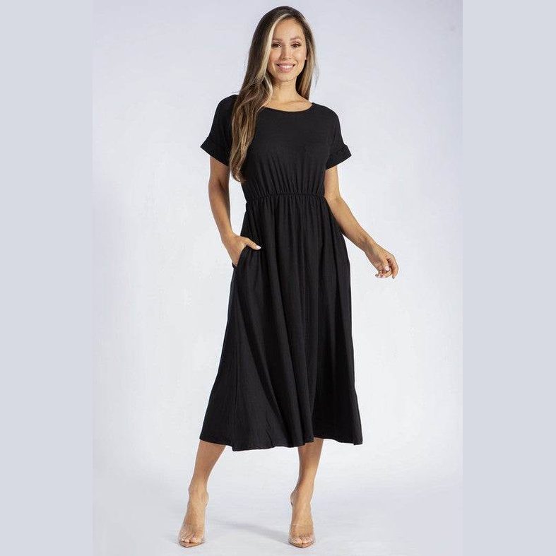 Black Backless Knot Strap Dress - VacationGrabs