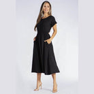 Black Backless Knot Strap Dress - VacationGrabs