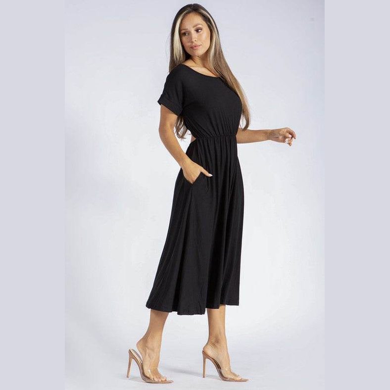 Black Backless Knot Strap Dress - VacationGrabs