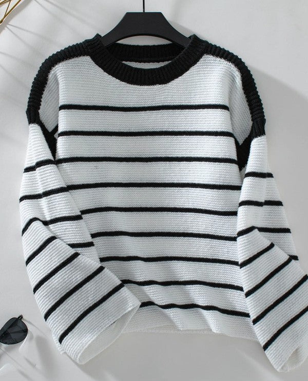 Women's SweatersWomens Knit Striped Sweater - VacationGrabs