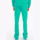Mens Teal Green Side Pipe Stacked Flare Pants - VacationGrabs