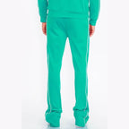 Mens Teal Green Side Pipe Stacked Flare Pants - VacationGrabs
