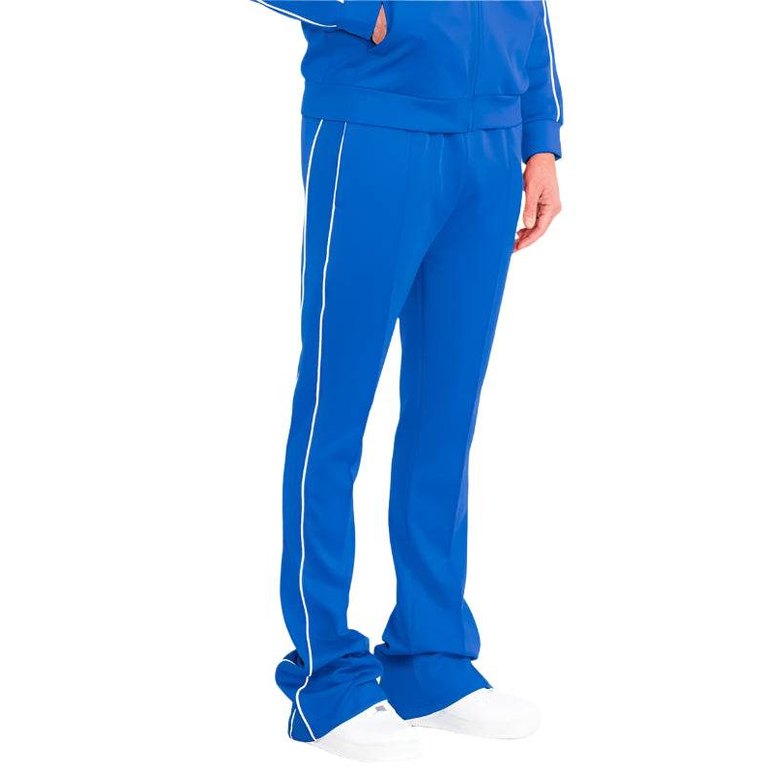 Mens Royal Blue Side Pipe Stacked Flare Pants - VacationGrabs