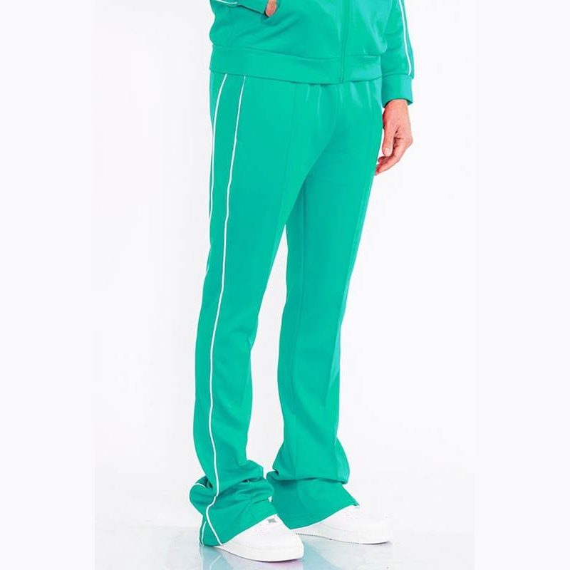 Mens Royal Blue Side Pipe Stacked Flare Pants - VacationGrabs