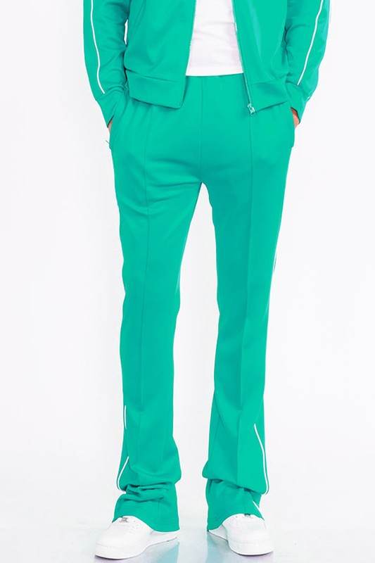Mens Orange Side Pipe Stacked Flare Pants - VacationGrabs