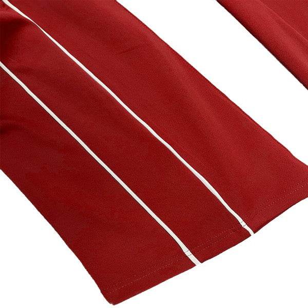 Mens Red Side Pipe Stacked Flare Pants - VacationGrabs