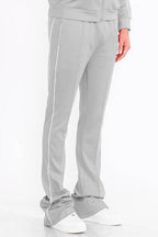 Mens Orange Side Pipe Stacked Flare Pants - VacationGrabs