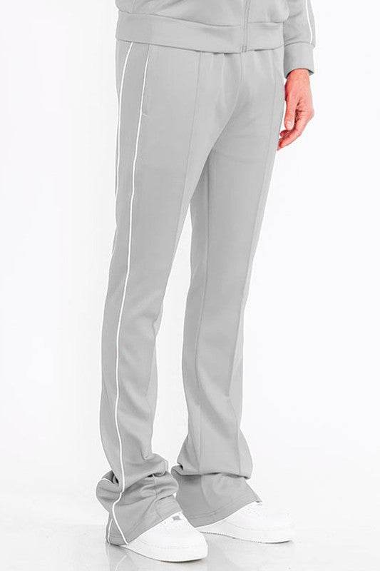 Mens Orange Side Pipe Stacked Flare Pants - VacationGrabs
