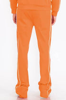 Mens Orange Side Pipe Stacked Flare Pants - VacationGrabs