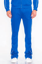 Mens Orange Side Pipe Stacked Flare Pants - VacationGrabs