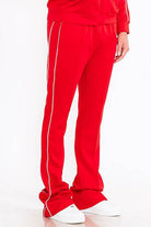 Mens Orange Side Pipe Stacked Flare Pants - VacationGrabs
