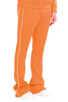 Mens Orange Side Pipe Stacked Flare Pants - VacationGrabs