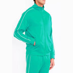 Mens Red w/White Side Pipe Track Jacket - VacationGrabs